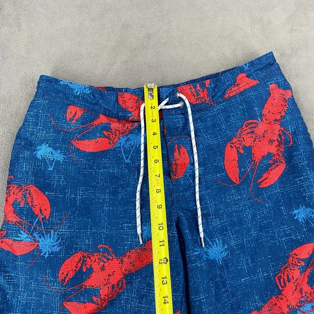 St. John's Bay Trunks Shorts Mens L Blue Red Lobster Print Mesh Lined High Rise